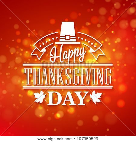 Vector typography design Thanksgiving  Blurred and boke autumn background