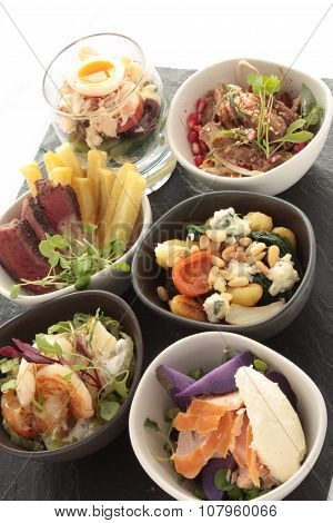 fresh canapes on platter