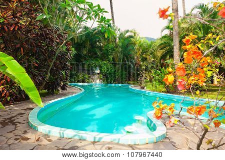 Pool in hotel - vacation background