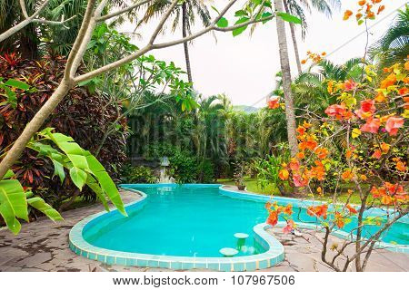 Pool in hotel - vacation background
