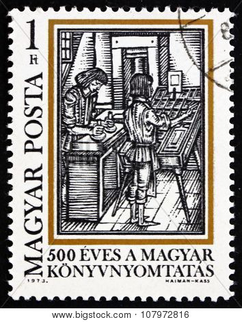 Postage Stamp Hungary 1973 Typesetting, By Comenius