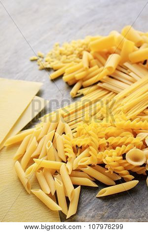 uncooked pasta selection