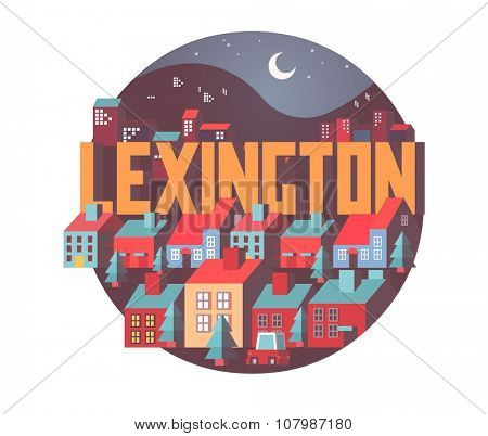 Lexington beautiful city to visit. vector cartoon