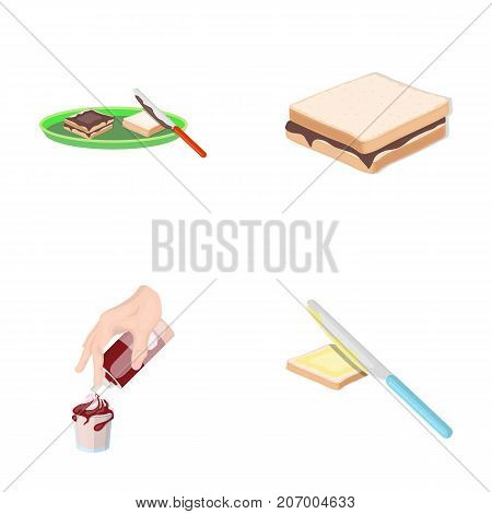 Dessert with cream, a sandwich and other . Food set collection icons in cartoon style vector symbol stock illustration .