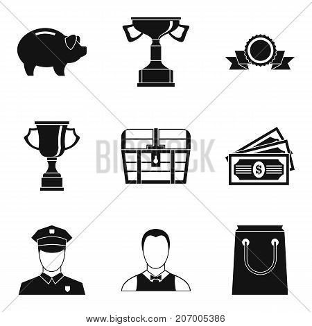 Compensation icons set. Simple set of 9 compensation vector icons for web isolated on white background
