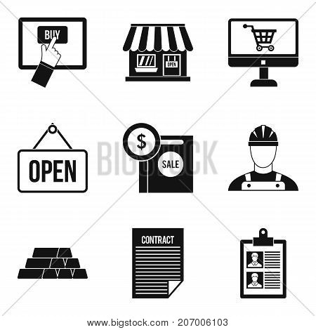 Contract for work icons set. Simple set of 9 contract for work vector icons for web isolated on white background