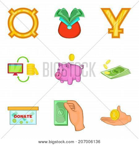 Economy icons set. Cartoon set of 9 economy vector icons for web isolated on white background