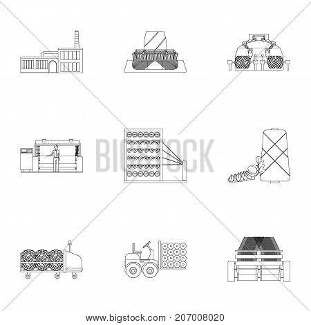 Textiles, industry, tissue, and other  icon in outline style.Machinery, machine, hoist icons in set collection
