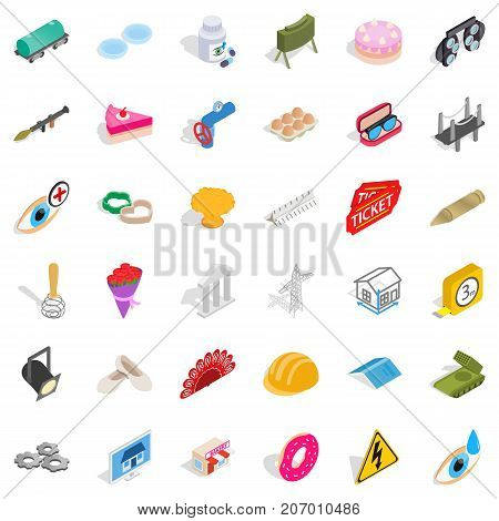 Work icons set. Isometric style of 36 work vector icons for web isolated on white background