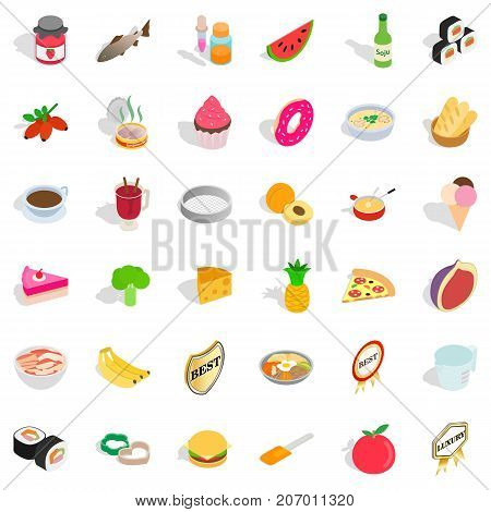 Bakehouse icons set. Isometric style of 36 bakehouse vector icons for web isolated on white background