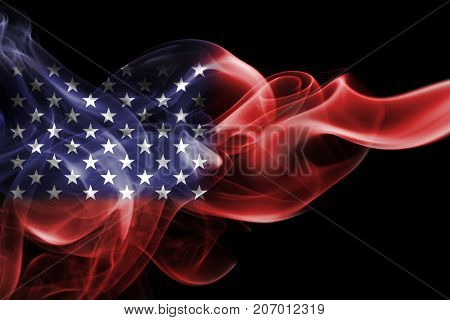 National smoke flag of America usa United States isolated on black background