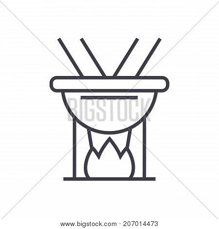 fondue vector line icon, sign, illustration on white background, editable strokes