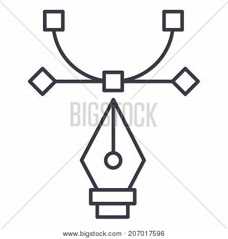 graphic tool, curvature tool, design vector line icon, sign, illustration on white background, editable strokes