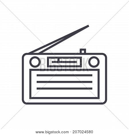 radio, radioreceiver vector line icon, sign, illustration on white background, editable strokes