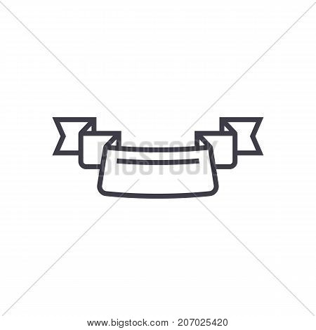 ribbon with 3 corners vector line icon, sign, illustration on white background, editable strokes