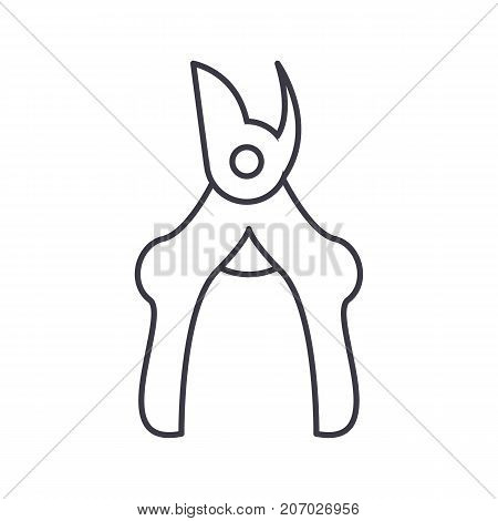 secateurs, pruners vector line icon, sign, illustration on white background, editable strokes