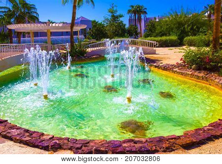 Sharm El Sheikh, Egypt - September 26, 2017: Buildings and Area Hotel Monter Carlo Sharm Resort and SPA at Sharm El Sheikh, Egypt on September 26, 2017