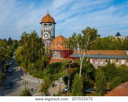 Old water tower city landmark, Svetlogork, Russia