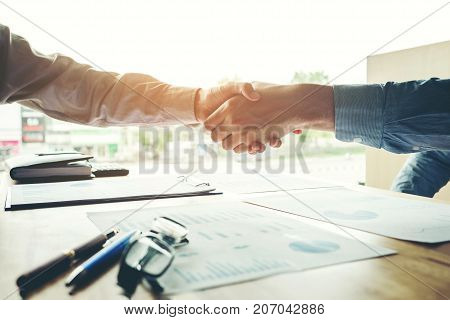 Business Startup People Colleagues Shaking Hands Meting Planning Strategy Analysis Concept