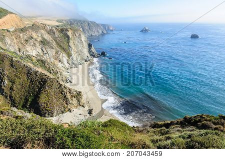 United States Highway 1 along the Californian Pacific Coast in mid summer