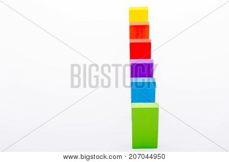 Coorful Domino Blocks On White Background