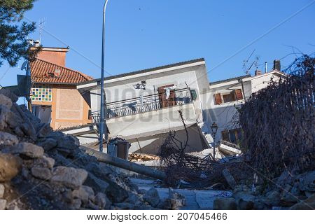 Earthquake Center Italy August 24, 2016. Amatrice