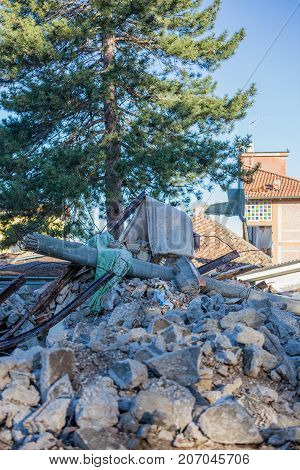 Earthquake Center Italy August 24, 2016. Amatrice