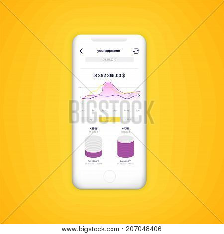 Smart phone mock up with colorful background, vector illustration