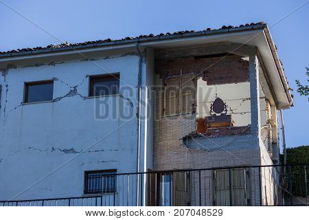 Amatrice Lazio Italy 24 August 2016. Earthquake Center Of Italy With Magnitude 6.5 Scale Of Richter 