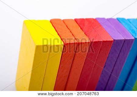 Coorful Domino Blocks On White Background