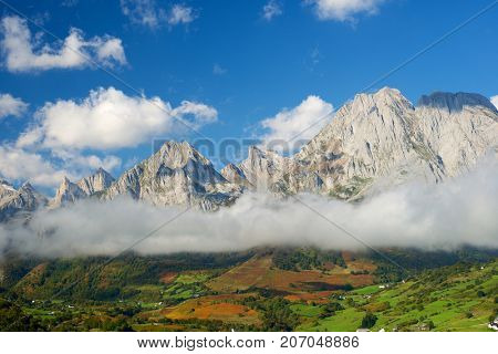 Peaks in Lescun Cirque. On the right Billare Peaks. Aspe Valley, Pyrenees, France.