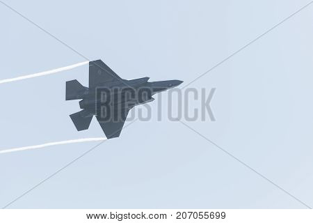 F-35 F-35A Lightning Ii Performing At The Huntington Beach Air Show.