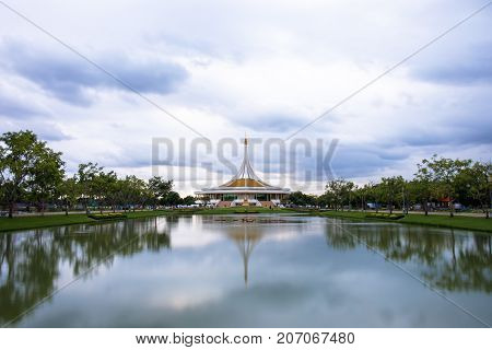 Bangkok, Thailand. - July 24, 2017 : Ratchamangkhala Pavilion at public park name Suan Luang Rama IX on sunset or evening time Bangkok, Thailand.