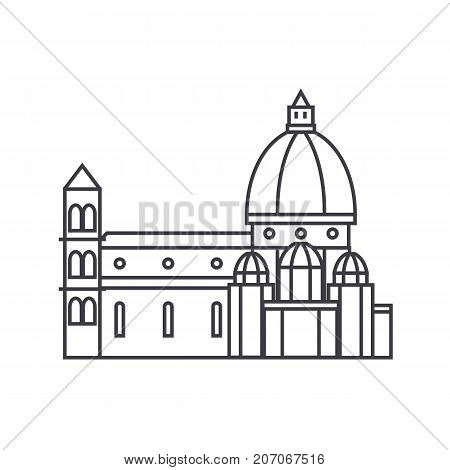 italy, temple, florence cathedral vector line icon, sign, illustration on white background, editable strokes