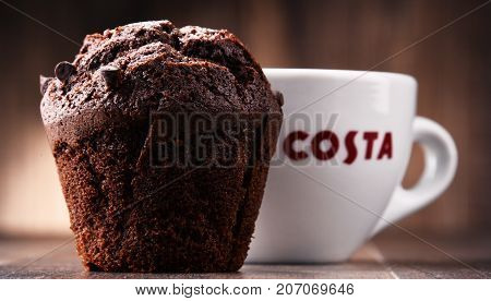 Cup Of Costa Coffee Coffee And Muffin