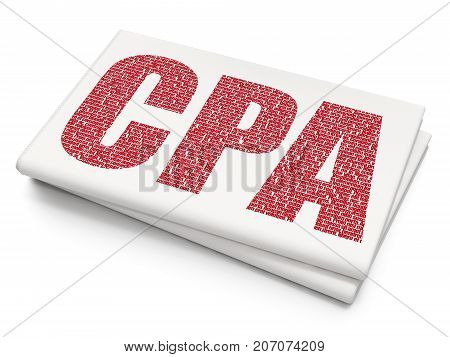 Business concept: Pixelated red text CPA on Blank Newspaper background, 3D rendering
