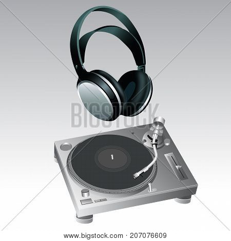Turntable and Headphone DJ Style vector for use