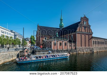 Copenhagen Denmark - september 3 2017: The Church of Holmen is a Parish church on the street called Holmens Kanal. It is famous for having hosted the wedding between Margrethe II of Denmark current queen of Denmark and Prince Henrik in 1967.