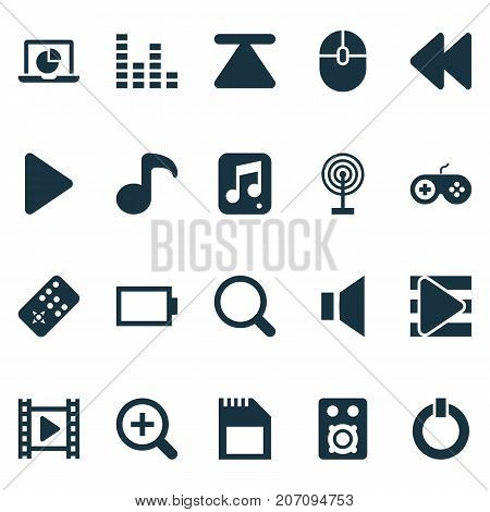 Media Icons Set. Collection Of Quaver, Silence, Backward And Other Elements