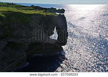 Cape Manzamo along the coast. Nago county, Okinawa. Japan
