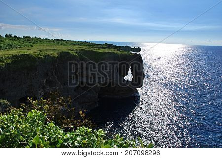 Cape Manzamo along the coast. Nago county, Okinawa. Japan