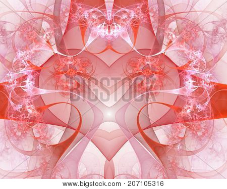 Burning and beating heart. Valentine's day background. An abstract computer generated modern fractal design on dark background. Abstract fractal color texture. Digital art. Abstract Form & Colors. Abstract fractal element pattern for your design