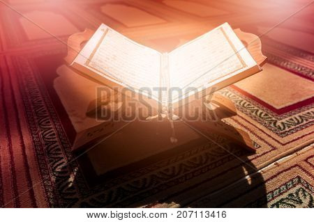 Quran in the mosque - open for prayers.