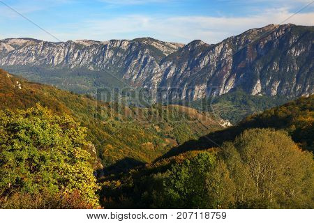 Alpine landscape in Cernei Mountains, Romania, Europe
