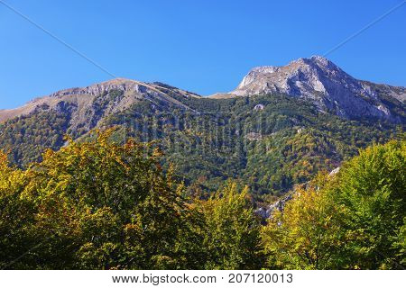 Mountain fall landscape in Cernei Mountains, Romania, Europe