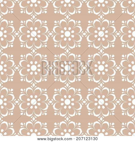 Floral seamless pattern. Beige brown abstract background for wallpapers and fabrics. Vector illustration