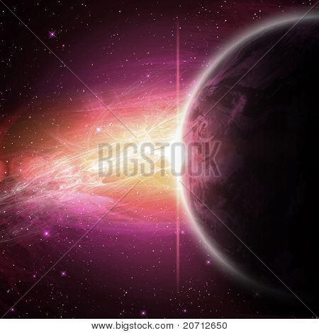 planety v prostoru a hvězdy s galaxes