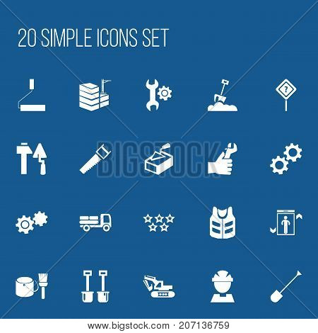 Set Of 20 Editable Structure Icons. Includes Symbols Such As Elevation, Construction Tools, Building And More