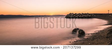 Croatian sunset over Adriatic Sea - Podgora, Croatia