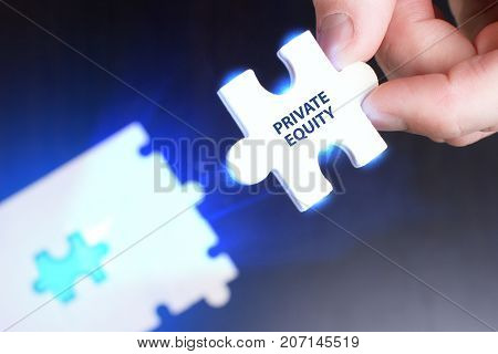 The Concept Of Business, Technology, The Internet And The Network. A Young Businessman Collects A Pu